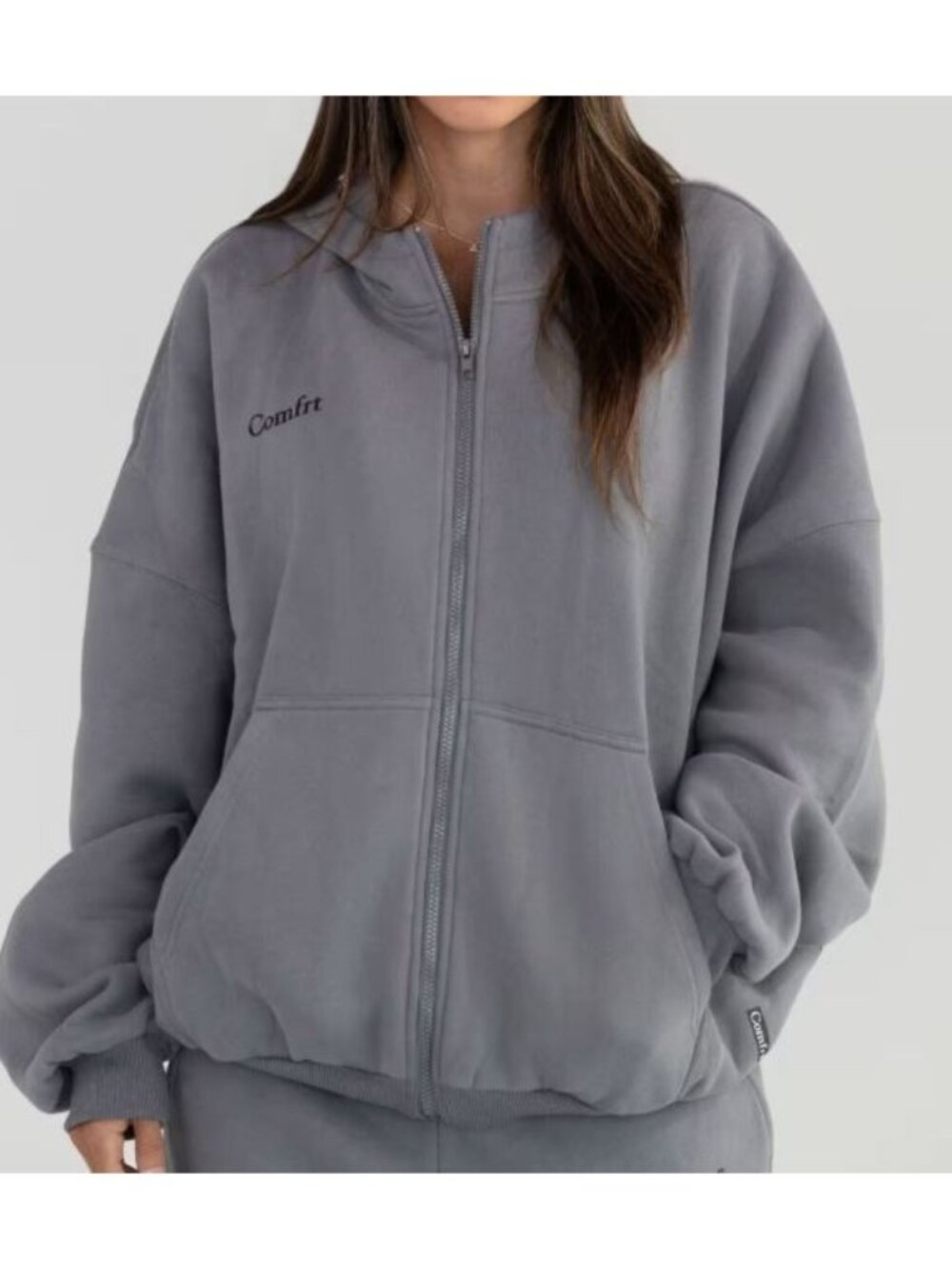 Comfrt Cloud Zip Hoodie Women Size 3XL NWOT Oversize Loungewear Wolf Gray UNISEX